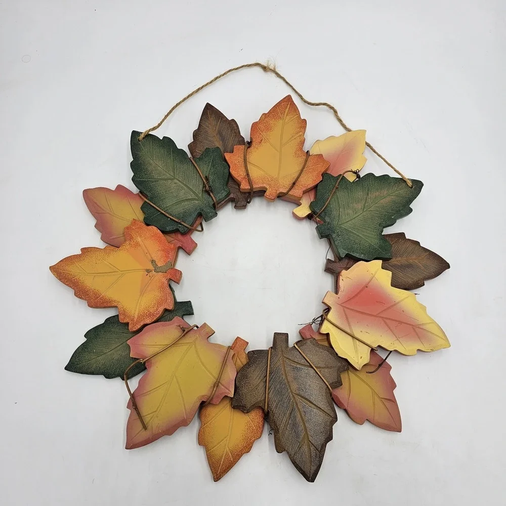 Fall Wreath Autumn Leaf Leaves Wall Door Hanging Farmhouse Country Cottage 14.5